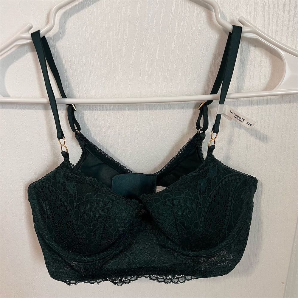 Aerie Women's Balconette Lace Bra Green‎ Size 32C Adjustable Straps NWT